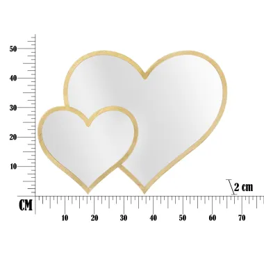 LUSTRO GLAM DOUBLE HEART 65X2X50 cm (WYMIARY WEWNĘTRZNE 60X45 cm)